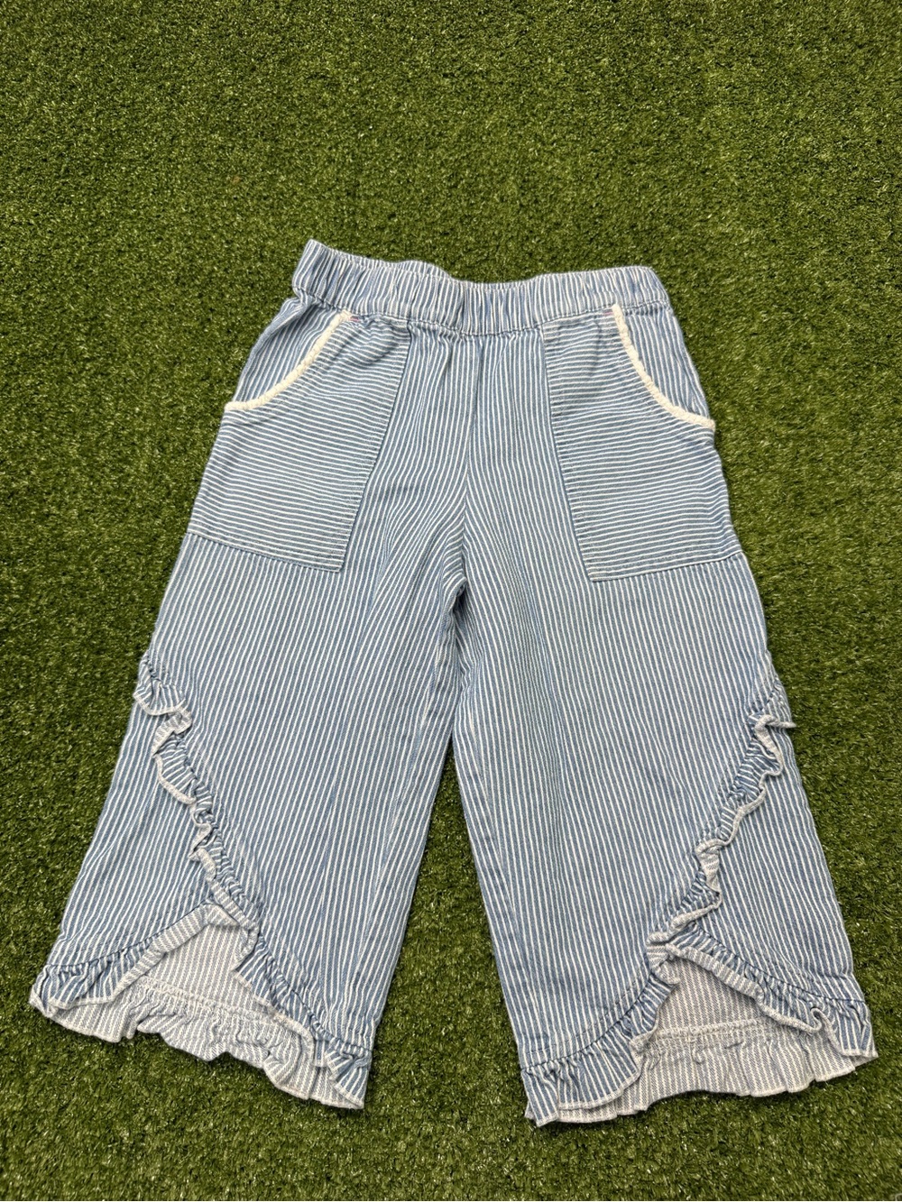 Matilda Jane Lets go Together Yeah Yeah Yeah Pants Ruffle Stripe Conductor Jean